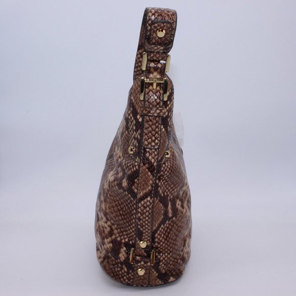 MICHAEL Belted Medium Shoulder Python Print Shoulder Satchel Handbag Purse - Picture 7 of 12